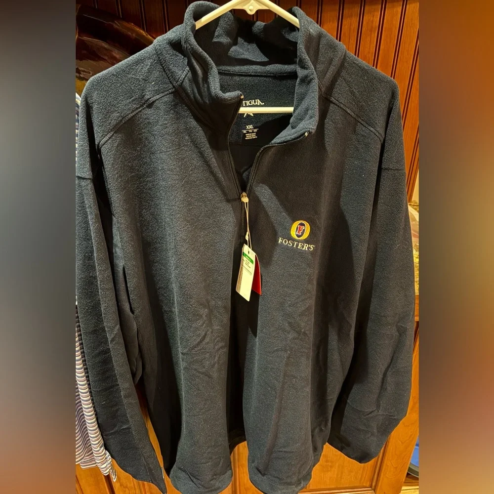 Antigua NWT men’s Fosters’ lager quarter zip pullover. Dark blue with logo. 2XL - Picture 5 of 8